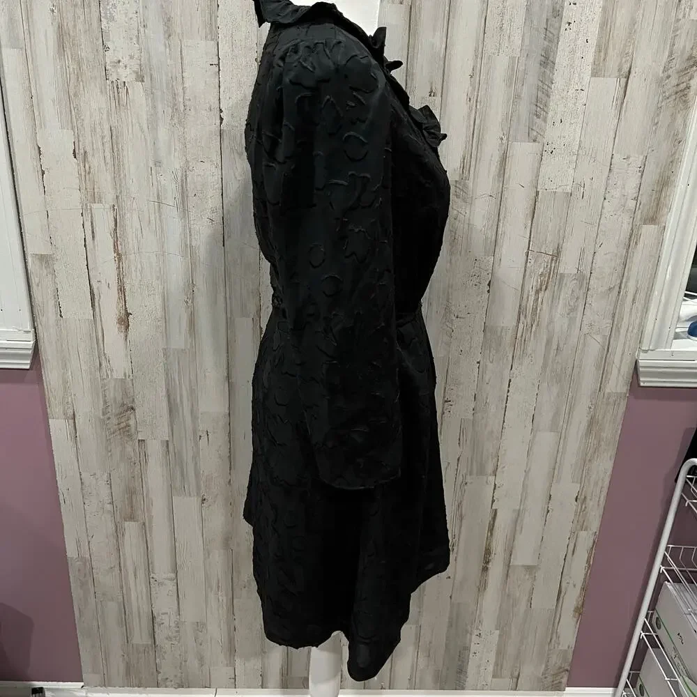 Madewell Black Ruffled Floral Jacquard Wrap Above Knee Mini Dress Size Small